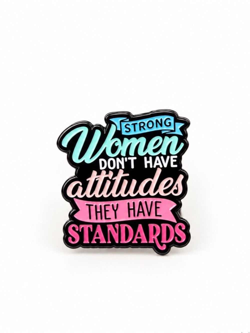 Strong Women Enamel Pin - Pink & Teal Statement Jewelry